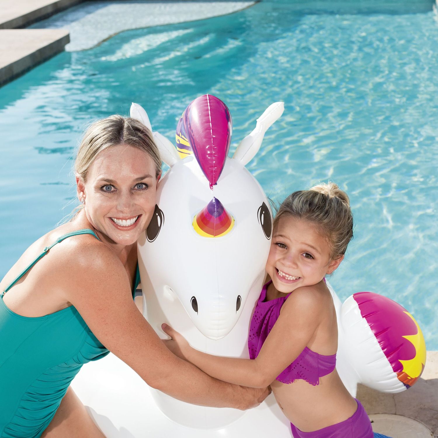 BESTWAY - Unicorno gonfiabile Fantasy Cavalcabile per bambini 163x110x95,5 cm